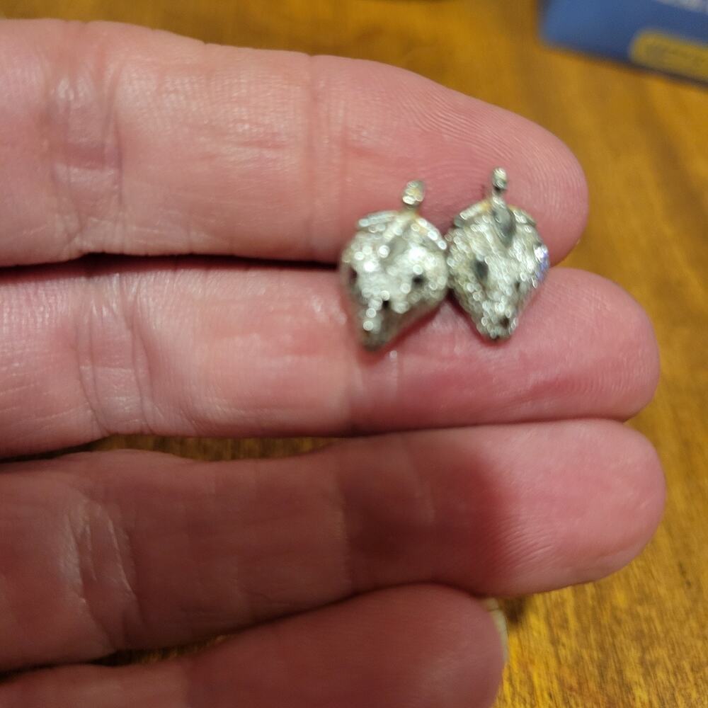 Vintage Silver Tone Costume Strawberry Stud Earrings‎